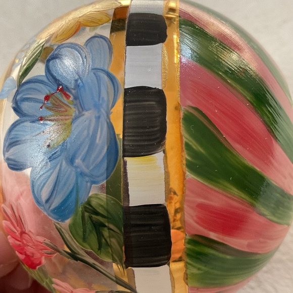 MacKenzie-Childs Hand-Painted Flower Market Glass Globe Vase/Candle Holder - Picture 12 of 14